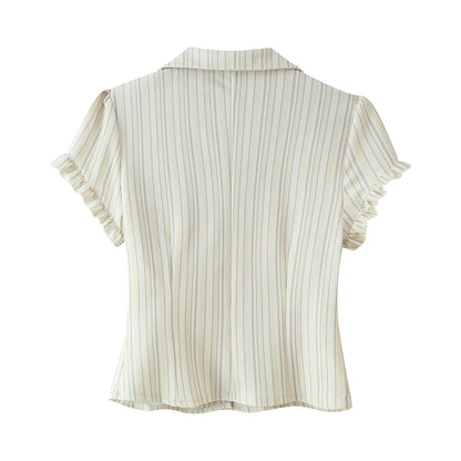 Women Clothing Spring Sexy Button Short Sleeve Top Pant Sets by Ragazza