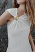 Women Clothing Summer Sleeveless Asymmetric Collar Pleated Pullover Top by Ragazza