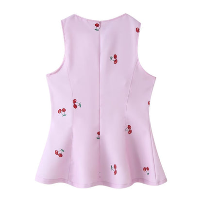 Women Summer Sleeveless Graphic Pants Set by Ragazza