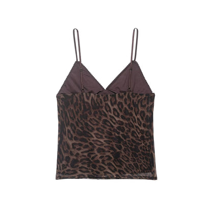 Women Clothing Summer Leopard Print Silk Net Sling Silk Net Skirt by Ragazza