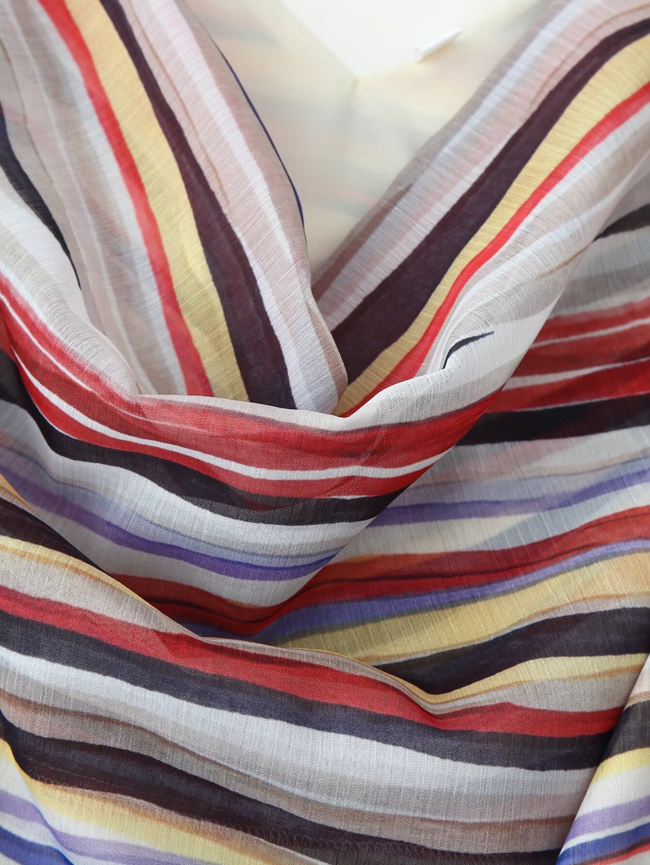 Women Clothing Fashionable Elegant Swing Collar Colorful Striped Sleeveless Dress by Ragazza