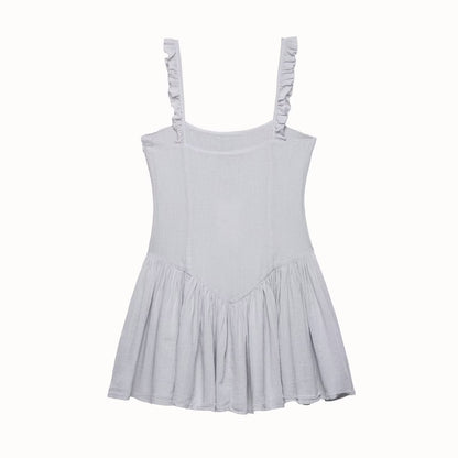 Women Clothing Summer Casual Chic Fluffy Embroidered Strap Short Dress by Ragazza