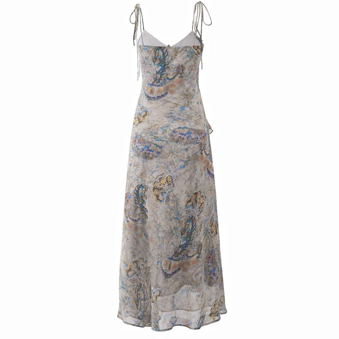 Super Nice Summer Gentle Retro Ruffled Floral Dress Seaside Vacation Strap Dress by Ragazza