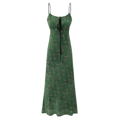 Women Clothing Summer Vintage Floral Slim Fit Long Strap Dress by Ragazza