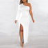 Supply Women Wear One Shoulder Lantern Sleeve Slim Fit Sexy Slit Dress by Ragazza