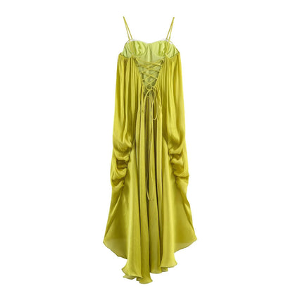 Summer Sexy Elegant Pleated Backless Strap Maxi Dress Party Dress by Ragazza
