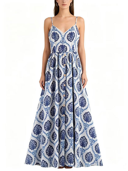 Women Clothing Summer French Vacation Loose Strap Dress by Ragazza