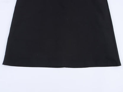Elegant Black Slim Fit Slimming Lace Stitching Side Waist Split Sling Dress by Ragazza