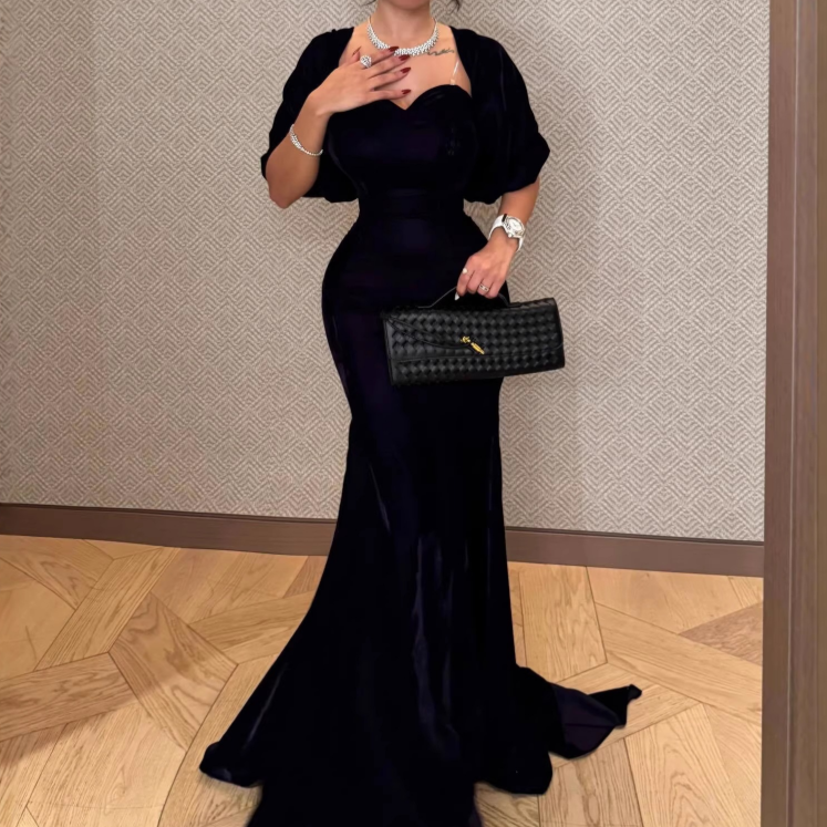 Autumn Winter Women Clothing Velvet Cloak Fishtail Gown  DestGlow