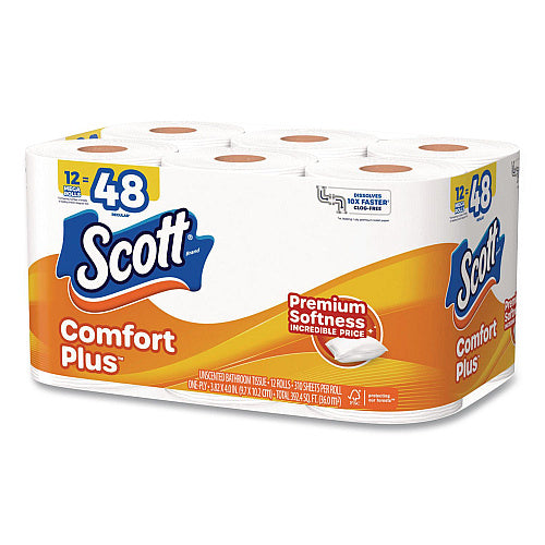 Scott ComfortPlus Toilet Paper Mega Rolls, Septic Safe, 1-Ply, White, 310 Sheets, 12 Mega Rolls  DestGlow