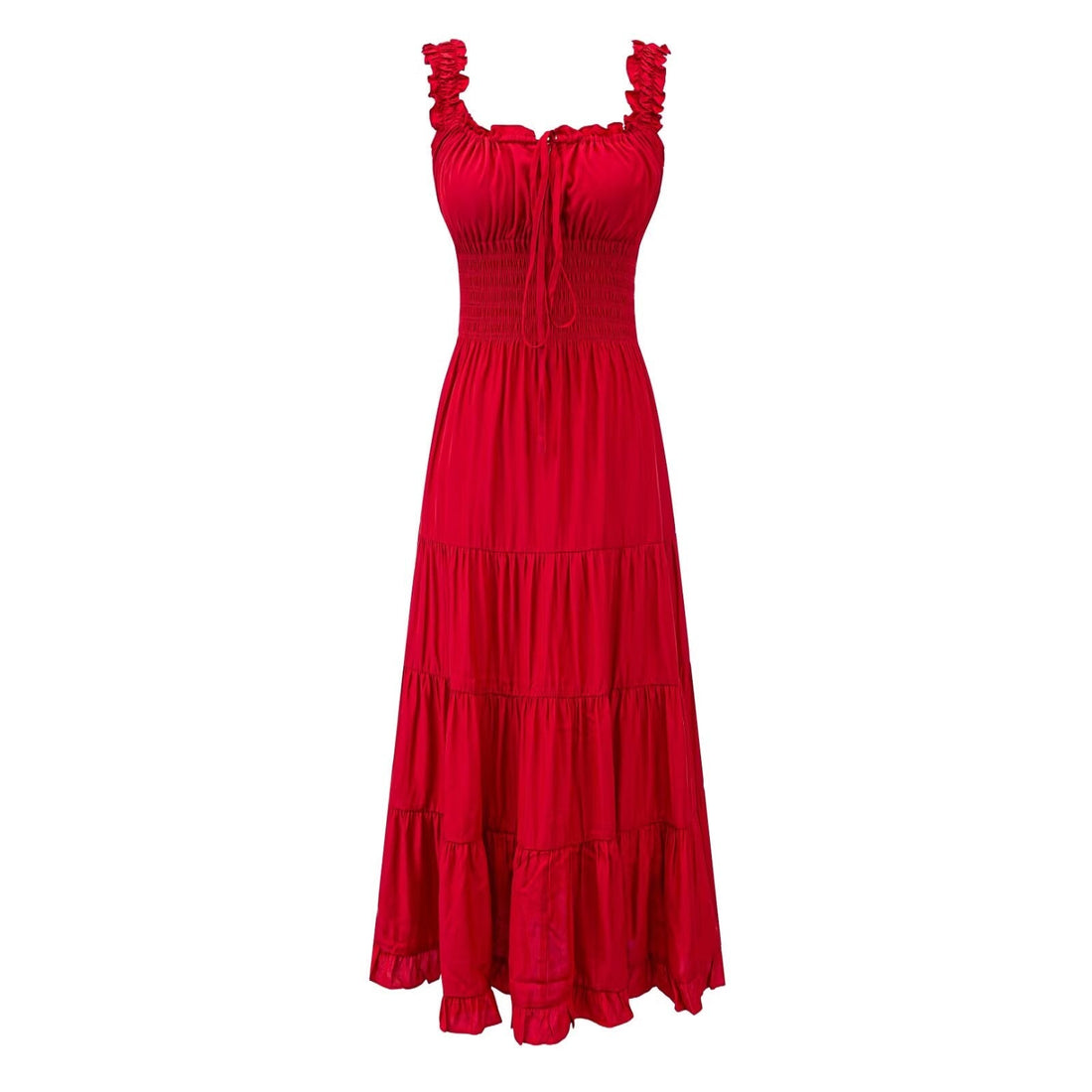 Fairy Dress Seaside Wear Tight Waist Strap Dress Women Summer Beautiful Square Collar Slimming Umbrella Swing Dress  DestGlow