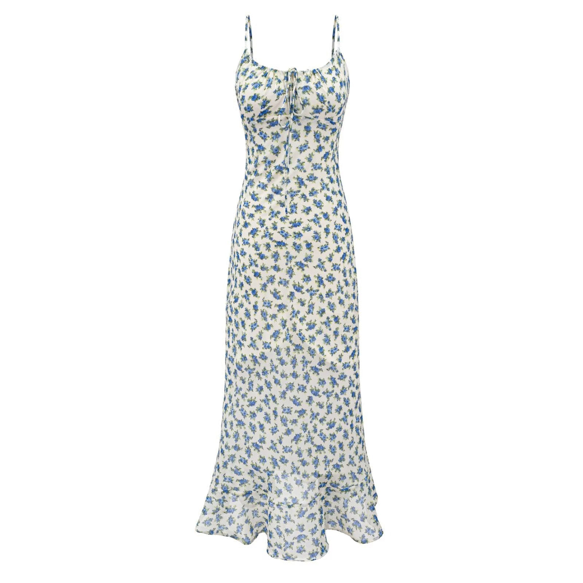Summer Women Clothing French Romantic Atmosphere Seaside Vacation Printed Maxi Dress Slim Strap Dress  DestGlow