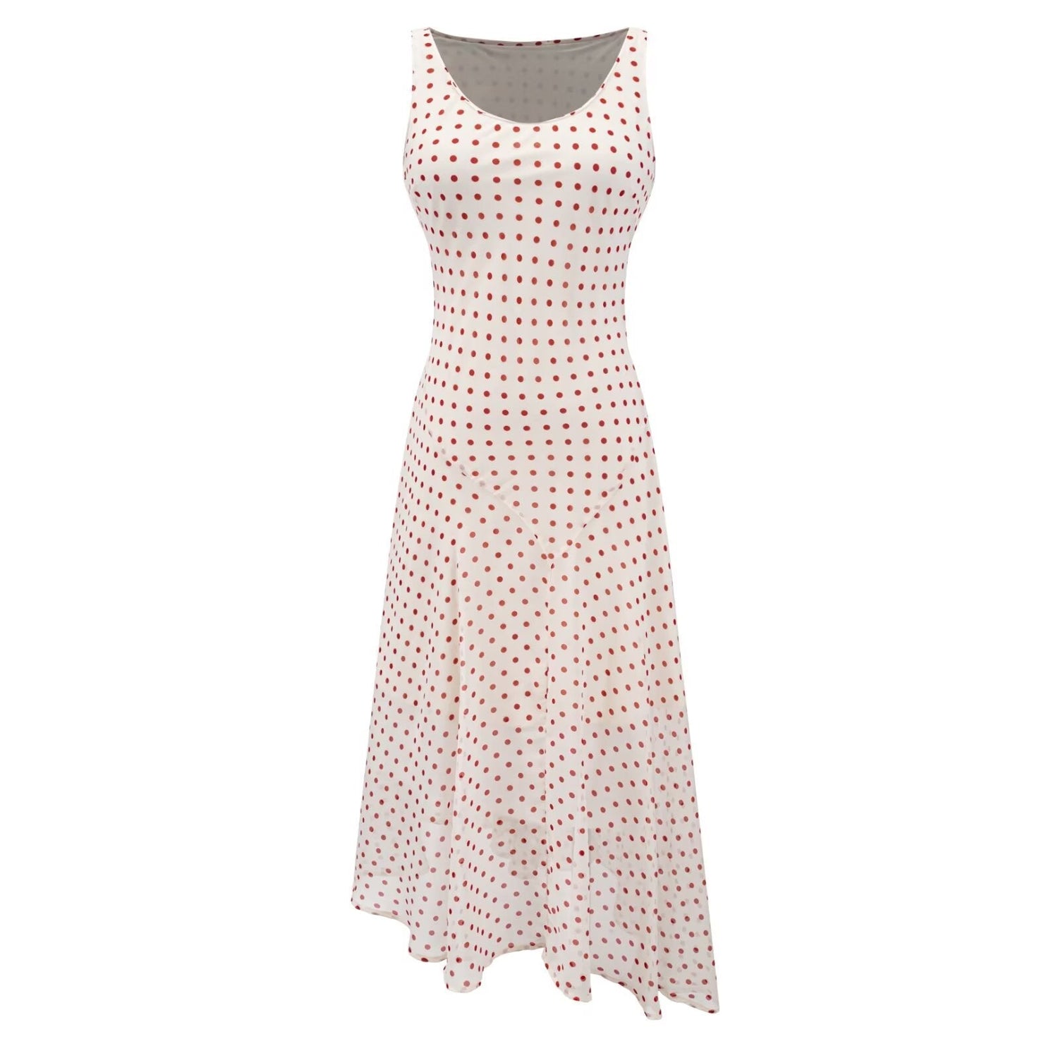 Retro Dots Gentle Lazy Slip Dress Women Summer All Matching Graceful Vacation Maxi Dress  DestGlow