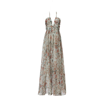 Women Summer Printed Halter Neck Strapless Dress  DestGlow