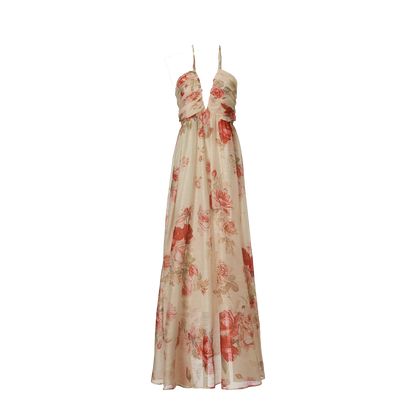 Women Summer Printed Halter Neck Strapless Dress  DestGlow
