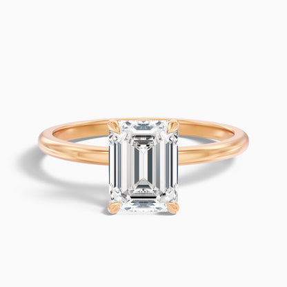 Dany 5 Carat Emerald Cut Hidden Halo Lab Grown Diamond Ring in 10k Rose Gold