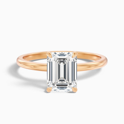 Emme 5 Carat Emerald Cut Hidden Halo Moissanite Diamond Ring in 925 Sterling Silver
