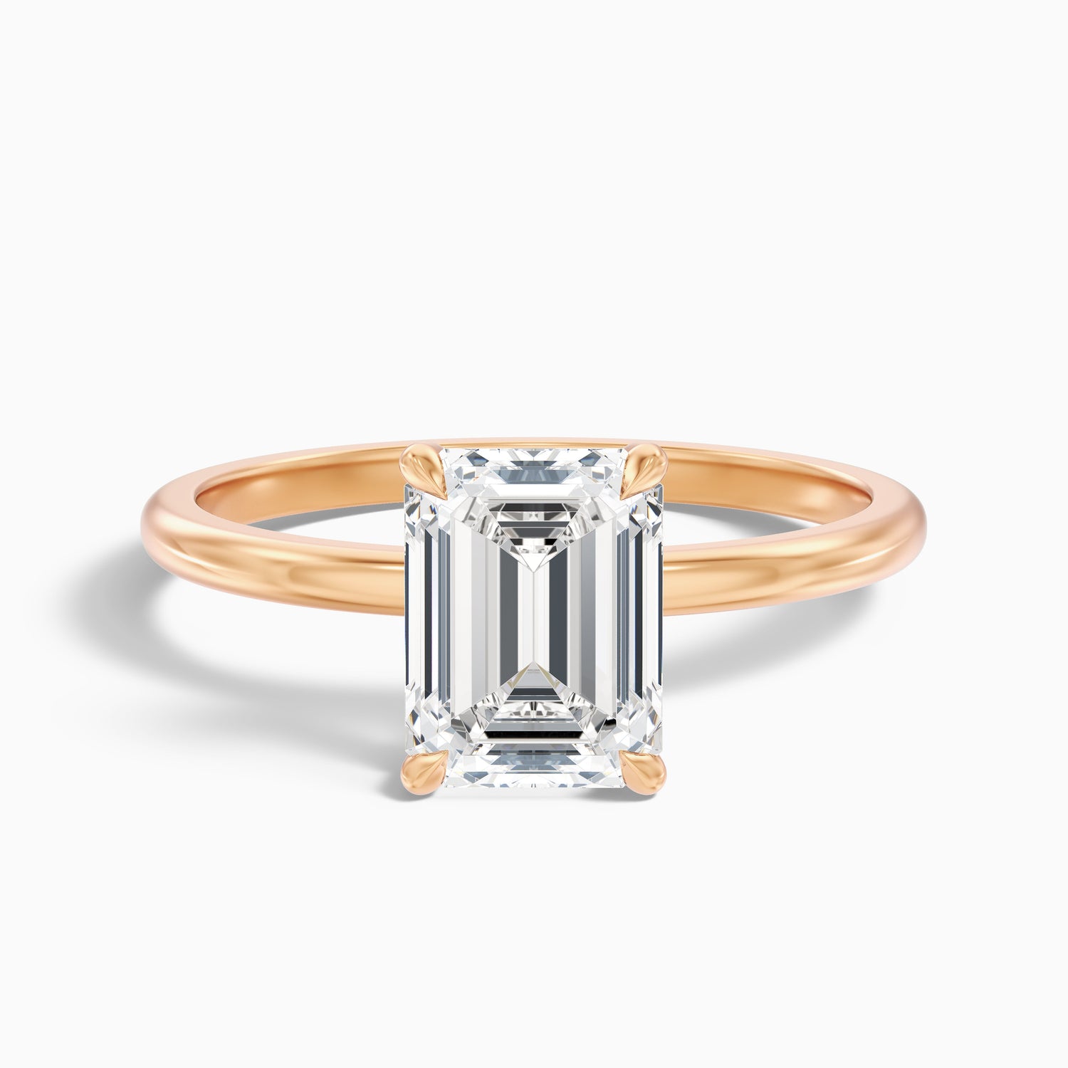 Emme 1 Carat Emerald Cut Hidden Halo Moissanite Diamond Ring in 14k Yellow Gold