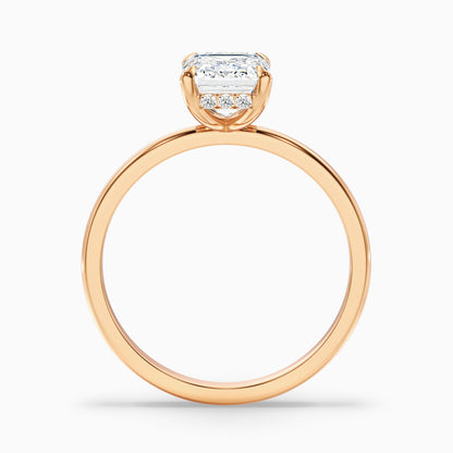 Emme 1 Carat Emerald Cut Hidden Halo Moissanite Diamond Ring in 925 Sterling Silver