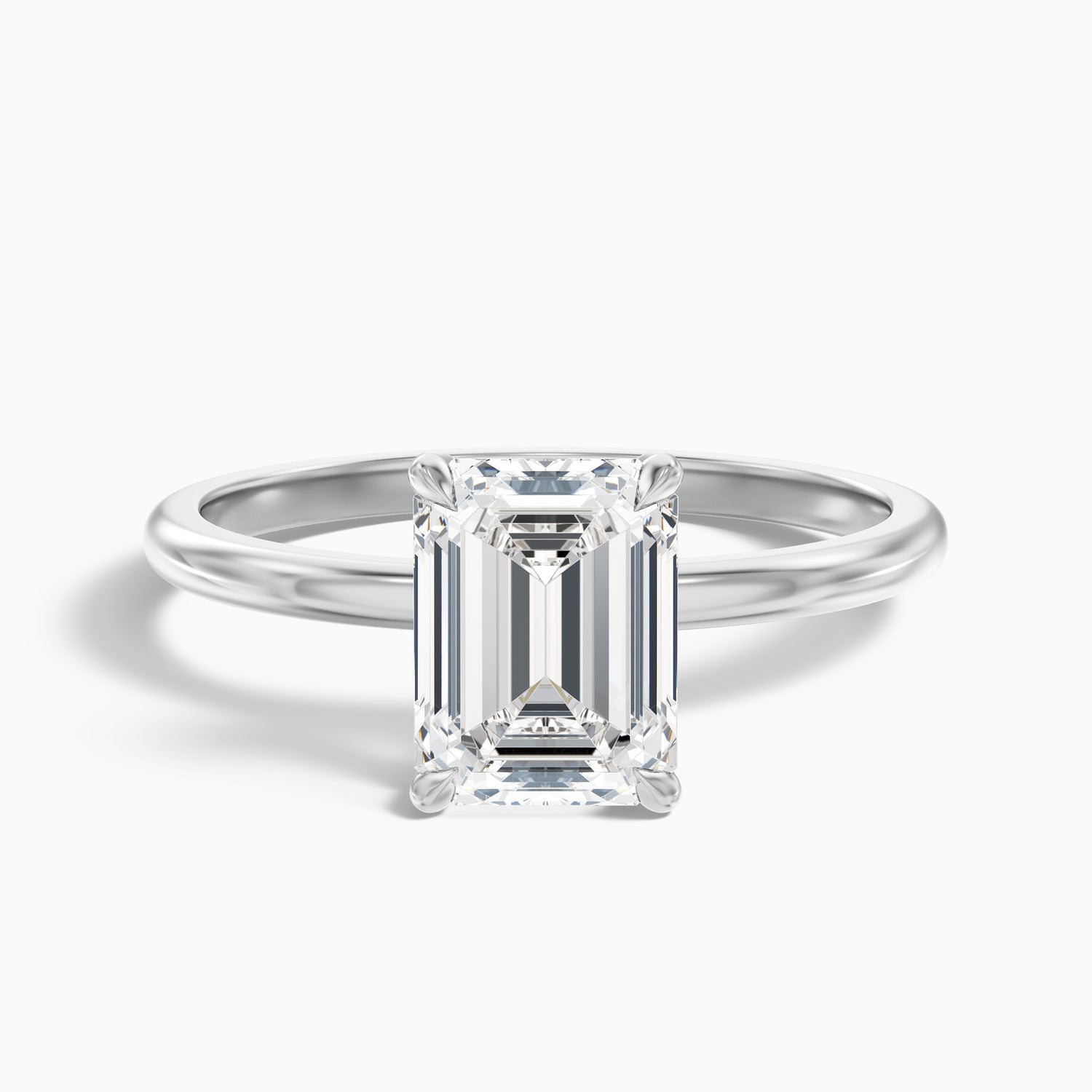 Dany 2 Carat Emerald Cut Hidden Halo Lab Grown Diamond Ring in 10k White Gold