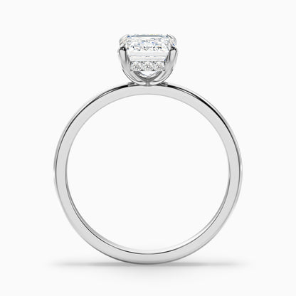 Dany 4.5 Carat Emerald Cut Hidden Halo Lab Grown Diamond Ring in 925 Sterling Silver