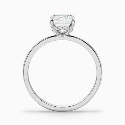 Dany 2.5 Carat Emerald Cut Hidden Halo Lab Grown Diamond Ring in 14k White Gold