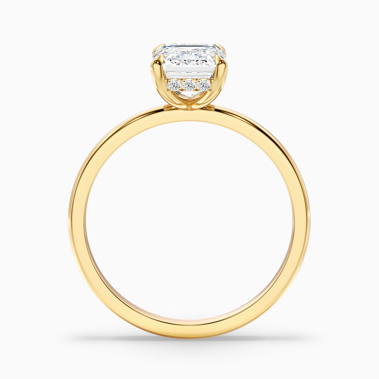 Emme 1.5 Carat Emerald Cut Hidden Halo Moissanite Diamond Ring in 10k White Gold