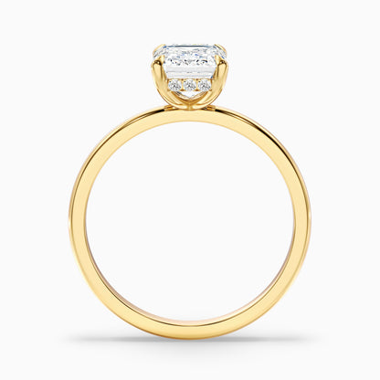 Emme 2.5 Carat Emerald Cut Hidden Halo Moissanite Diamond Ring in 14k Rose Gold