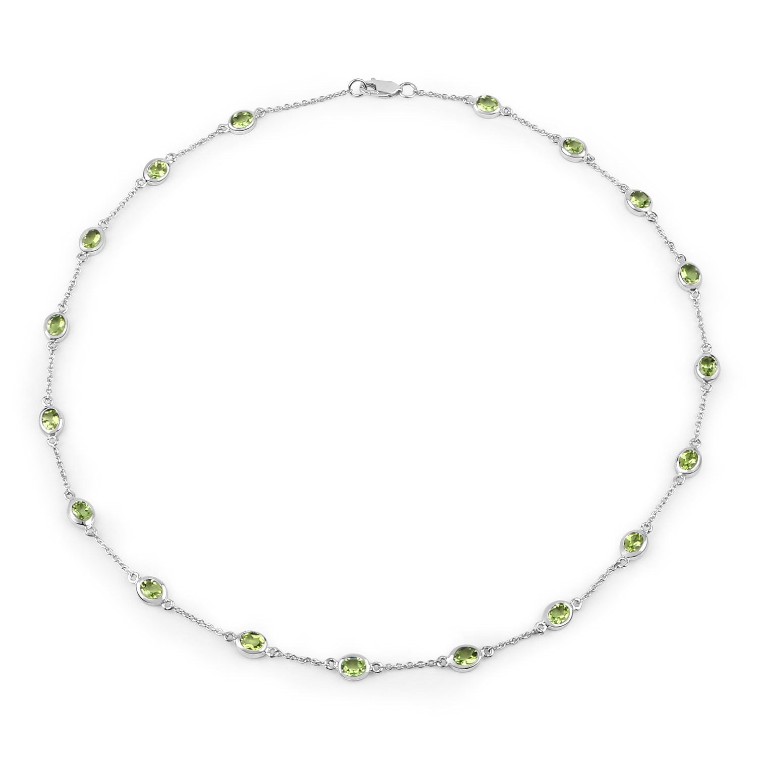 6.30 Carat Genuine Peridot .925 Sterling Silver Necklace by Bids.com