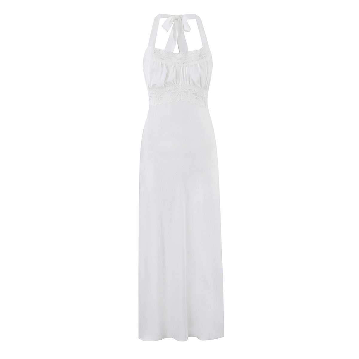 Vacation Dress Lace Slim Fit Patchwork Backless Halter Dress  DestGlow