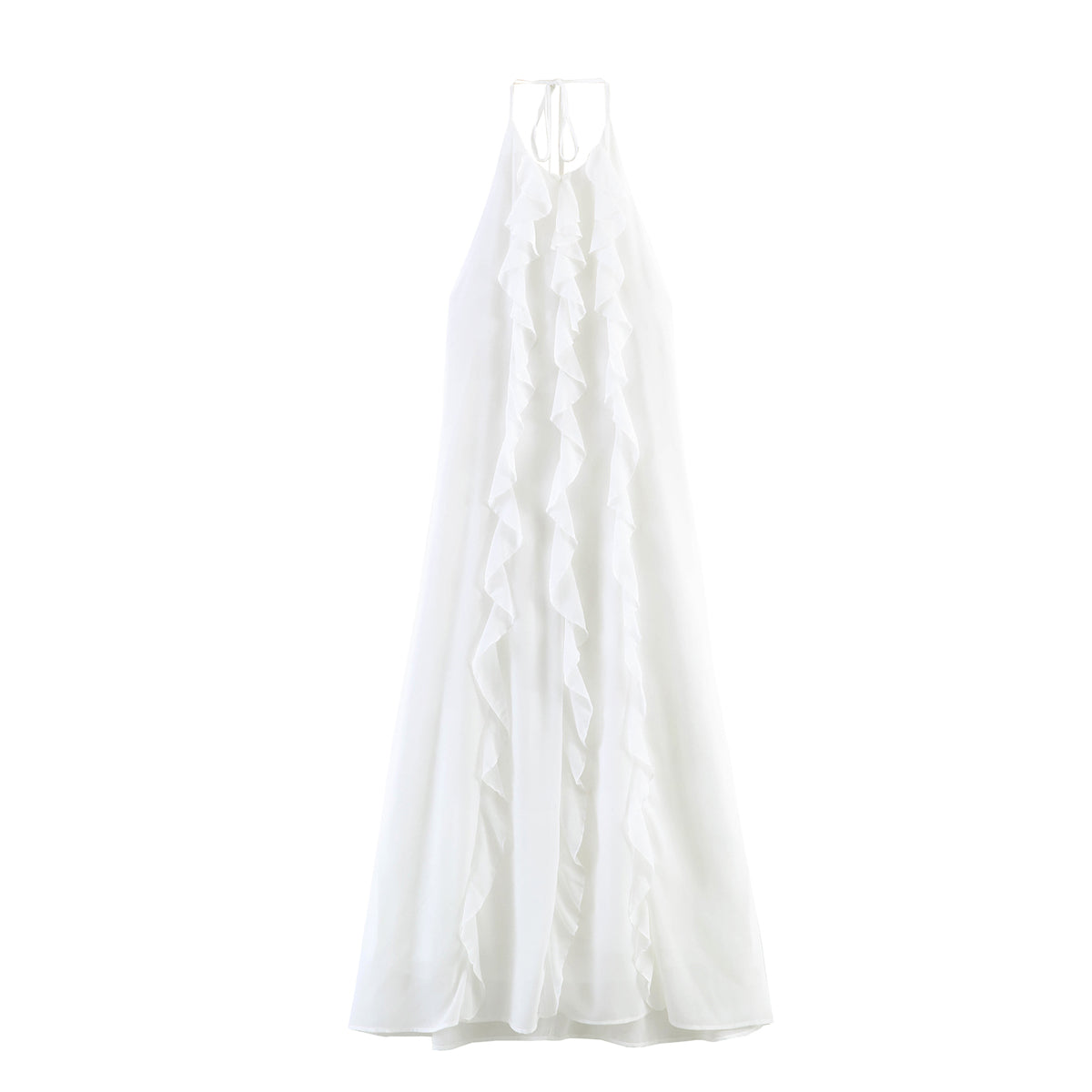 Women Clothing Summer Strap Backless Ruffled Chiffon Sexy Dress Sweet Bandage Dress Maxi Dress  DestGlow