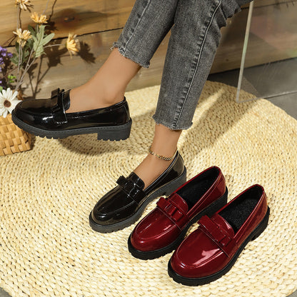 British Low Top Platform Shoes Women Summer round Toe Loafers Small Leather Shoes  DestGlow