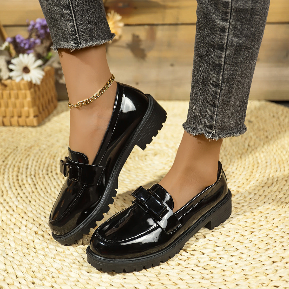 British Low Top Platform Shoes Women Summer round Toe Loafers Small Leather Shoes  DestGlow