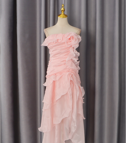 Sexy Dress Summer Three Dimensional Floral Ribbon Slim Fit Slimming Irregular Asymmetric Dress Women  DestGlow