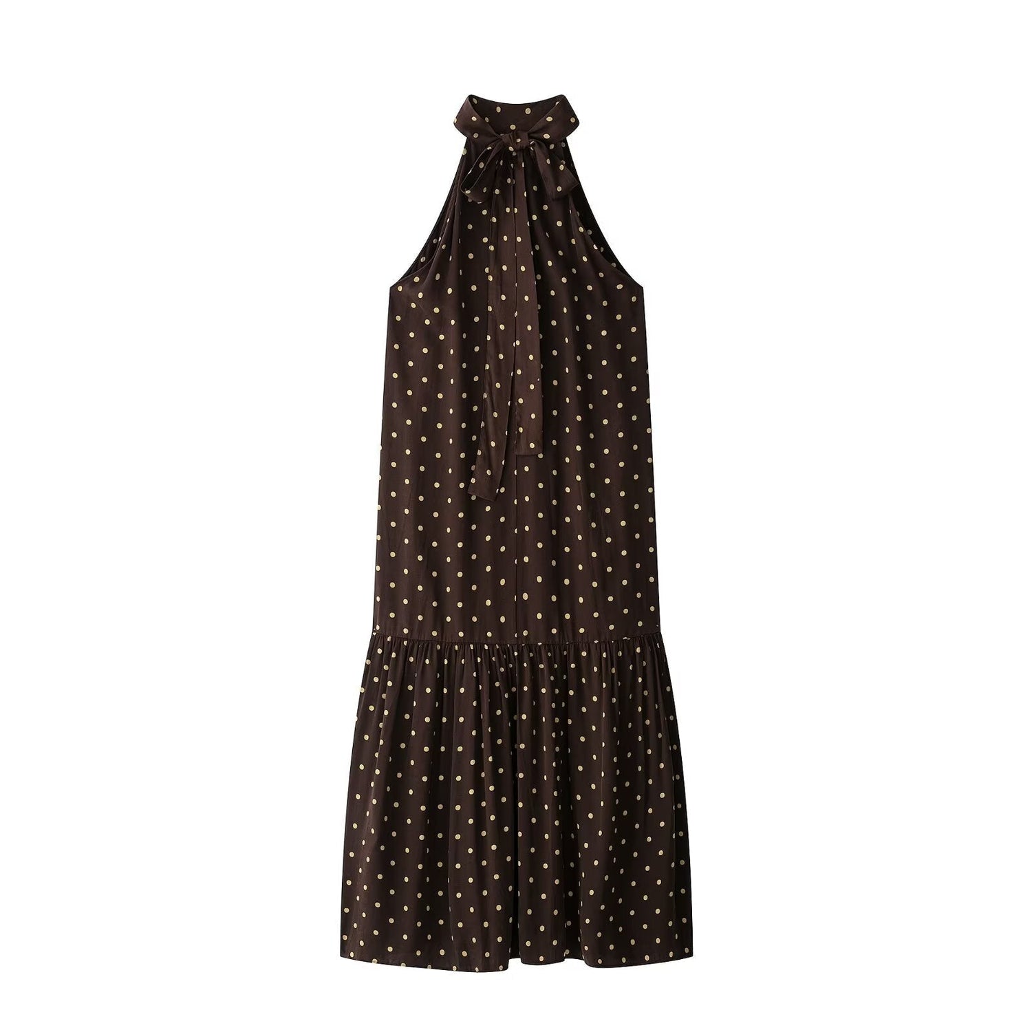 Women Clothing Summer Loose Polka Dot off the Shoulder Hanging Collar Dress  DestGlow