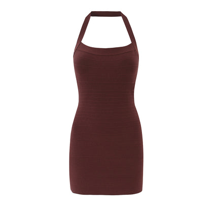 Casual Five Color Halter Backless Skinny Sheath Dress  DestGlow