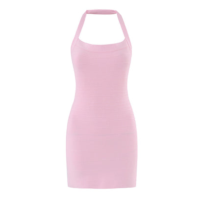 Casual Five Color Halter Backless Skinny Sheath Dress  DestGlow
