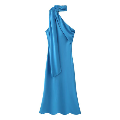 Women Clothing Asymmetric Scarf with Sexy Slim Fit Midi Skirt Long Dress  DestGlow