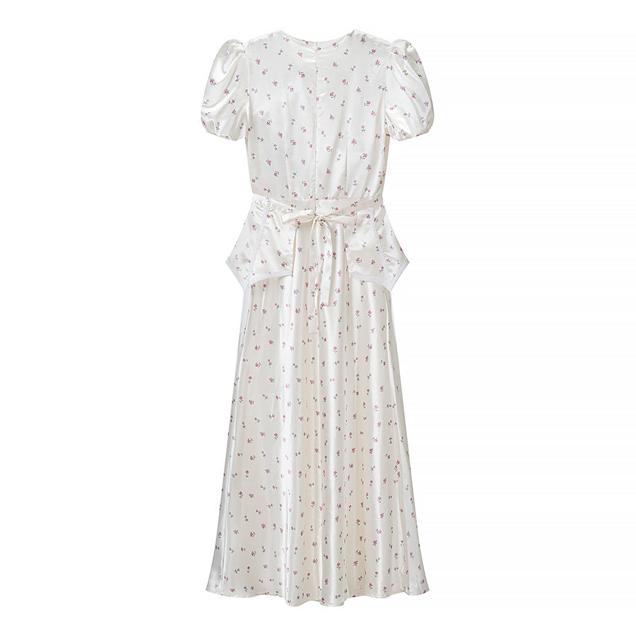Puff Sleeve Waist Controlled Top Fishtail Two Piece Overskirt French Vintage Waist Elegant Outfit  DestGlow