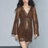 Women Slimming Slip Dress Two Piece V neck Long Sleeve Embroidered Sequ Dress  DestGlow