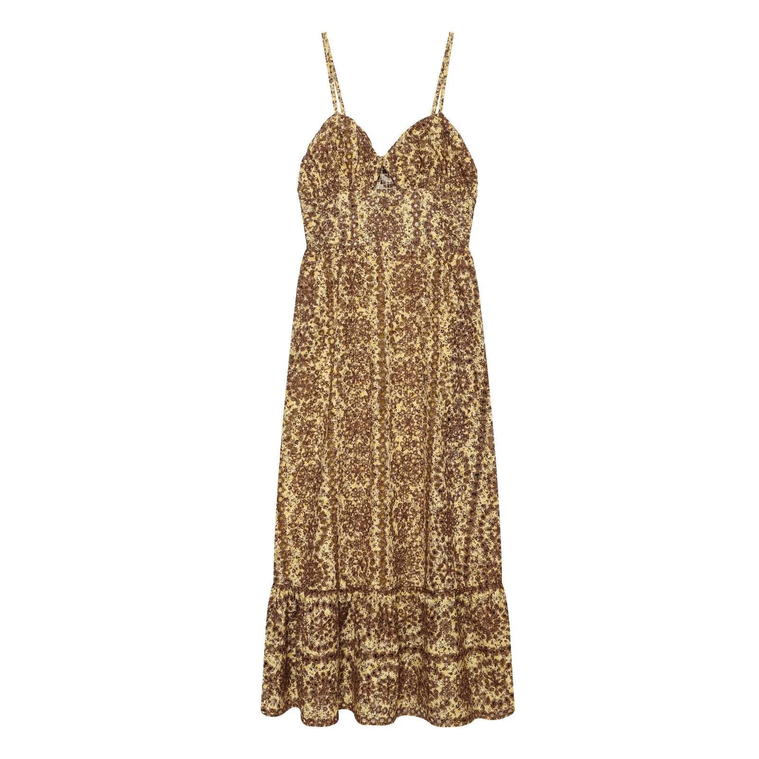Summer Hollow Out Cutout Embroidery Open Design Midi Dress  DestGlow