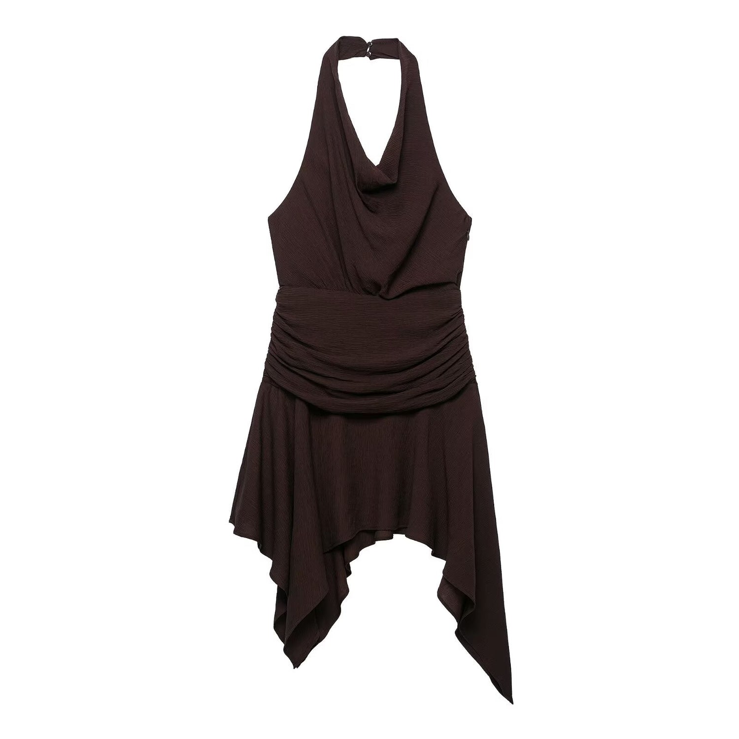 Women Clothing Asymmetric Hem Hanging Collar Mini Dress  DestGlow