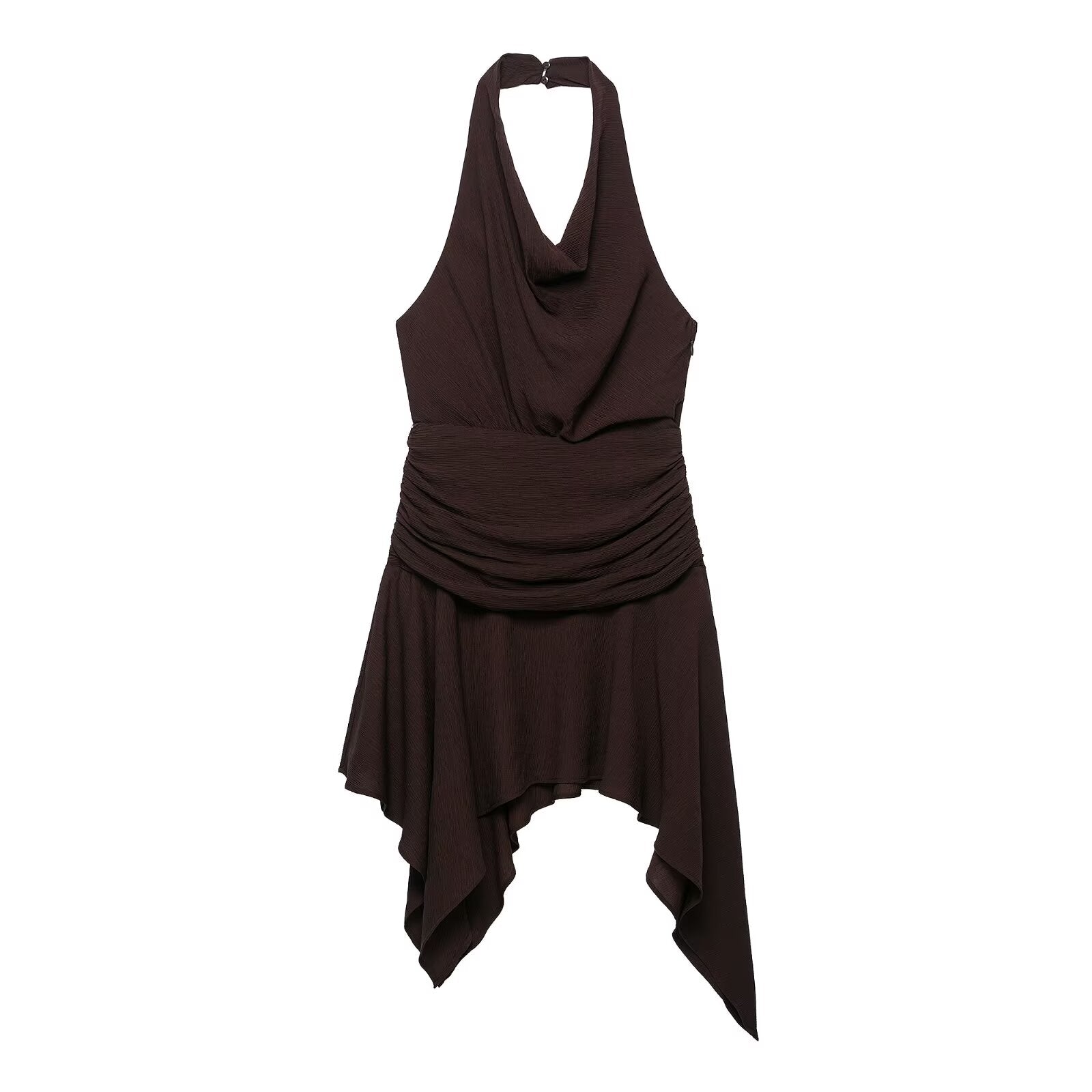 Women Clothing Asymmetric Hem Hanging Collar Mini Dress  DestGlow