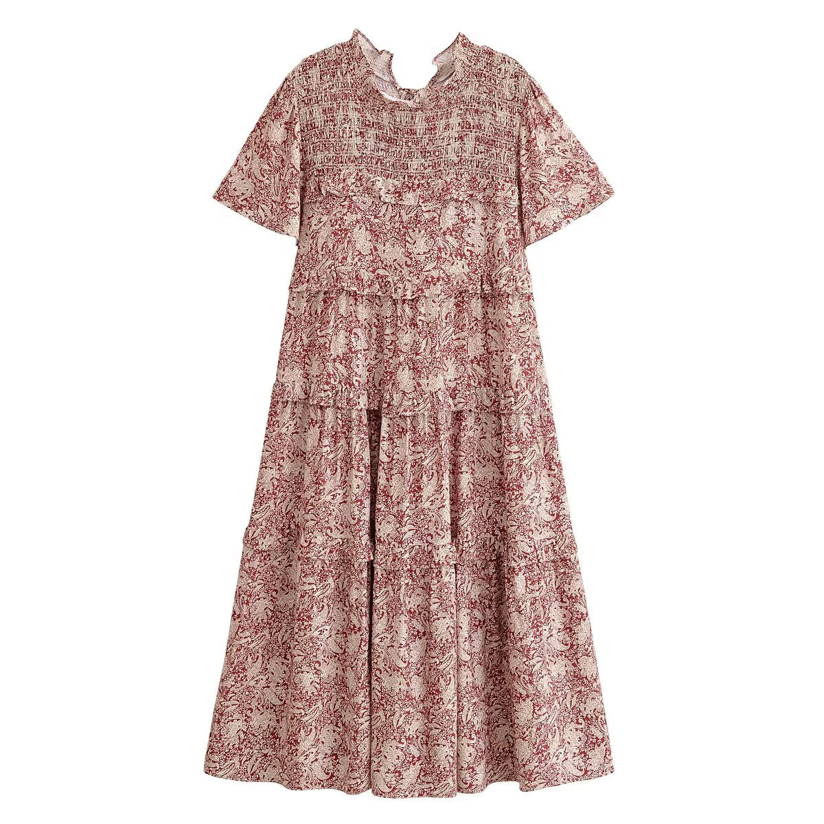 Spring Women Rayon Printed Cake Bohemian Casual Dress  DestGlow