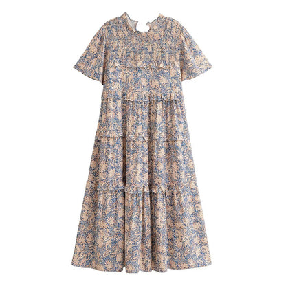 Spring Women Rayon Printed Cake Bohemian Casual Dress  DestGlow