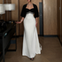Spring Summer Bead Tube Black Tassels Sheath Dress  DestGlow
