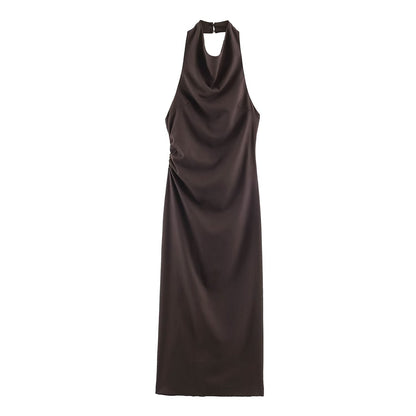 Women Clothing Summer Halter Backless Midi Dress  DestGlow