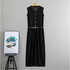 Summer Wear French Sleeveless Knitted Vest Pleated Elegant Dress Belt Cinched Slimming Maxi Dress Women  DestGlow