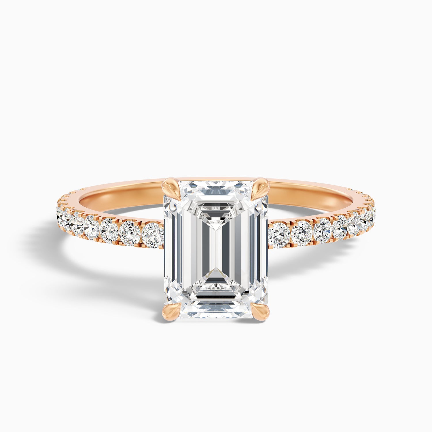 Emme 1 Carat Emerald Cut Hidden Halo Pave Lab Grown Diamond Ring in Platinum