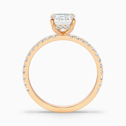 Ayla 2 Carat Emerald Cut Hidden Halo Pave Moissanite Diamond Ring in 925 Sterling Silver